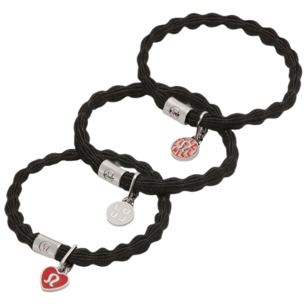 Lululemon Charm Hair Ties 3 Pack Black/Silver